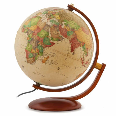 Waypoint Geographic Andorra 12-inch illuminated antique ocean globe with solid wood stand and full swing meridian