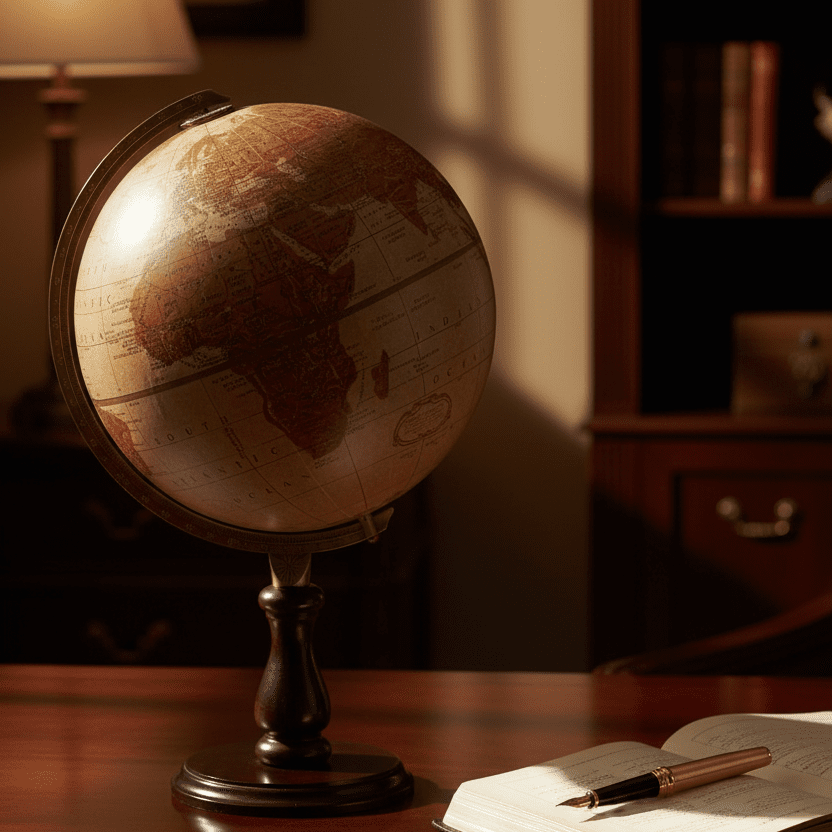 Replogle Leather Expedition 12 - Inch Genuine Leather Raised Relief Desktop Globe - Desk Globes - GlobeStore.com - 35522