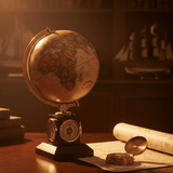 Replogle Weather Watch 9 - Inch Antique Ocean Desktop Globe (Thermometer, Barometer, Hygrometer) - Desk Globes - GlobeStore.com - 51403